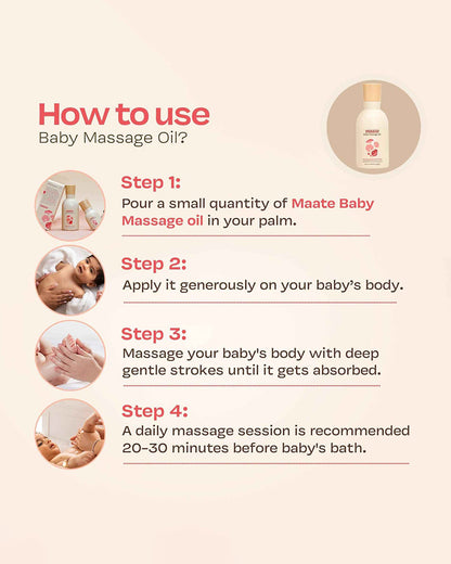 Maate Baby Massage Oil-With Brahmi, Noni & Pomegranate Seed Oil