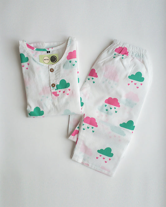 Mouse in The House Little Cloud Nightsuit-Printed-Cotton-For Infants