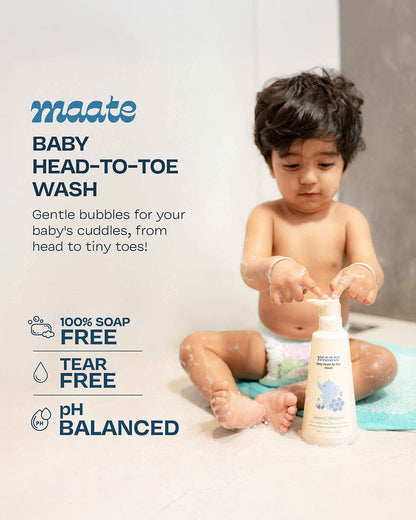 Maate Baby Head to Toe Wash-Infused with Calendula, Olive Oil & Aloe Vera-Gently cleanses & nourishing the scalp
