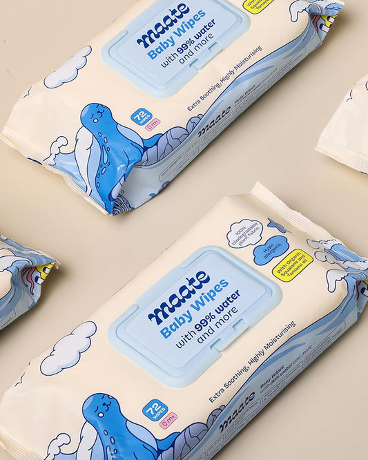 Maate Baby Wipes-Infused With Plant Squalane, Tamanu Oil & Aloe Vera-Soothing & Hypoallergenic