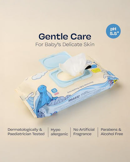 Maate Baby Wipes-Infused With Plant Squalane, Tamanu Oil & Aloe Vera-Soothing & Hypoallergenic