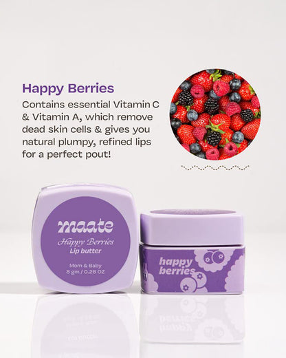 Maate Happy Berries Baby & Mom Lip Butter-Enriched with Blueberry, Strawberry & Vitamin E