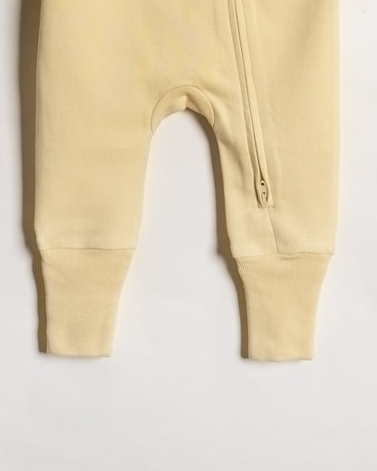 Twingle 100% Organic Cotton Baby Zipsuit-Sleepsuit-Two Way Zipper-Inbuilt Booties & Mittens-Yellow-Solid-For Infants