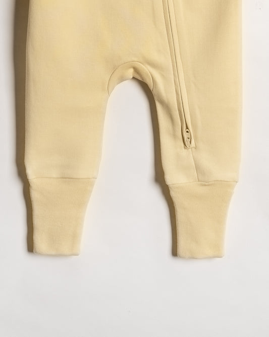 Twingle 100% Organic Cotton Baby Zipsuit-Sleepsuit-Two Way Zipper-Inbuilt Booties & Mittens-Yellow-Solid-For Infants