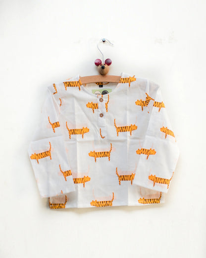 Mouse in The House Augustus tiger Nightsuit-Animal Printed-Cotton-For Infants