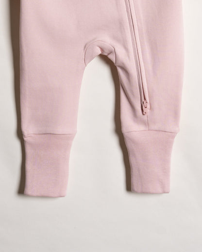 Twingle 100% Organic Cotton Baby Zipsuits-Sleepsuits-Two Way Zipper-Inbuilt Booties & Mittens-Beige & Pastel Pink-Solid-Pack of 2-For Infants