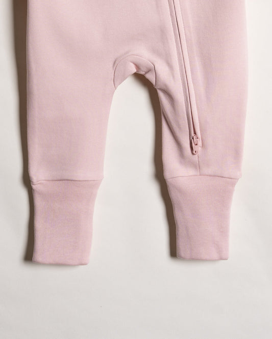 Twingle 100% Organic Cotton Baby Zipsuits-Sleepsuits-Two Way Zipper-Inbuilt Booties & Mittens-Beige & Pastel Pink-Solid-Pack of 2-For Infants