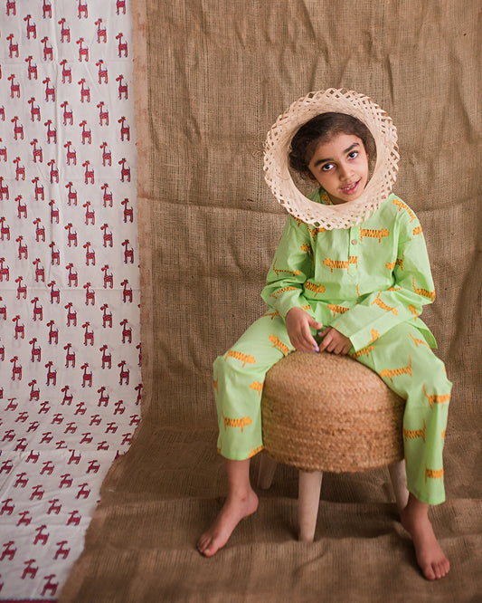 Mouse in The House Augustus Tiger Nightsuit-Printed-Cotton-For Infants