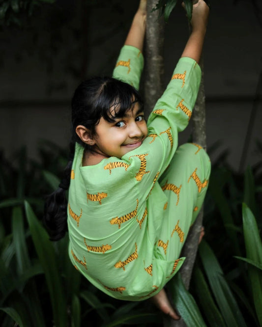 Mouse in The House Augustus Tiger Nightsuit-Printed-Cotton-For Infants