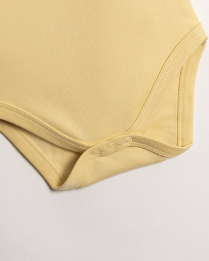 Twingle 100% Organic Cotton Baby Bodysuit-Short Sleeves-Nickel Free Snaps-Yellow-Solid-For Infants