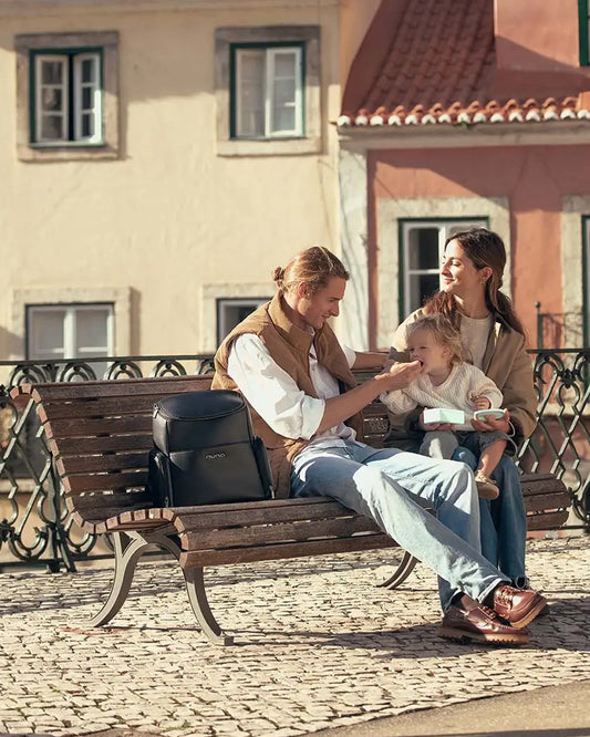 Nuna Essential BMW Collection Diaper Bag-Backpack-Changing Pad With Magnetic Closure-Removable Toiletry Pouch-Back Pocket Unzips Into Trolley Sleeve-Element