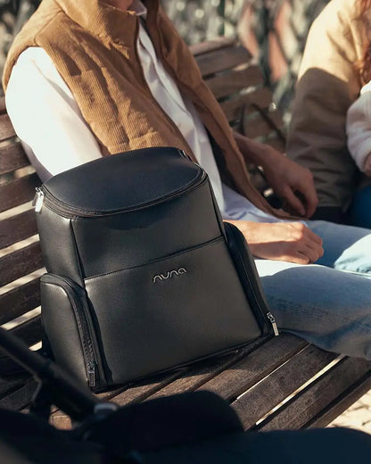 Nuna Essential BMW Collection Diaper Bag-Backpack-Changing Pad With Magnetic Closure-Removable Toiletry Pouch-Back Pocket Unzips Into Trolley Sleeve-Element