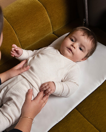 Nuna Essential Diaper Bag-Backpack-Changing Pad With Magnetic Closure-Removable Toiletry Pouch-Back Pocket Unzips Into Trolley Sleeve-Cocoa