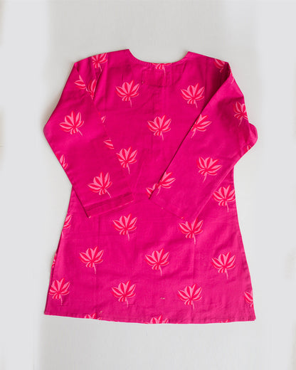 Mouse in The House Pink Suit Salwar Set-Lotus Bloom-Cotton-For Infants