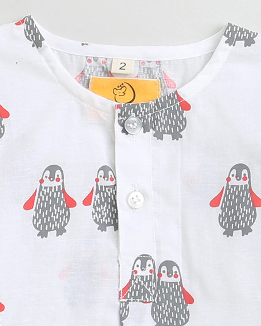 Mouse in The House Stary Penguin Nightsuit-Animal Printed-Cotton-For Infants