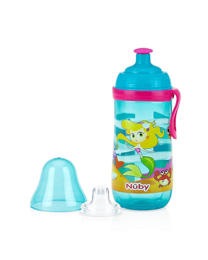 Nuby Busy Spout Sipper-With Silicone & Pop Up Spout-Turquoise-360 ml