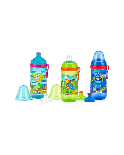 Nuby Busy Spout Sipper-With Silicone & Pop Up Spout-Turquoise-360 ml