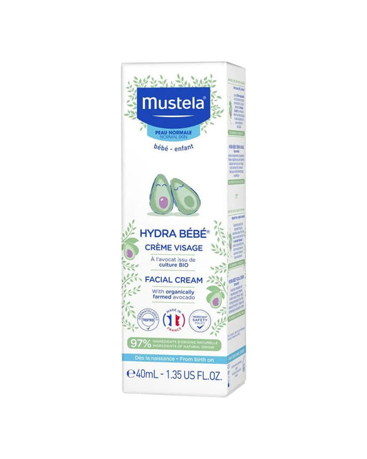 Mustela Hydra Bebe Face Cream-With Avocado-Moisturizes & Strengthens Skin Barrier-Dermatologically Tested, Chemical Free & Safe From Birth On