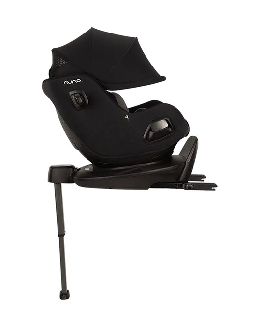 Nuna PRUU Aire Baby Car Seat-Convertible (Forward & Rear Facing)-360 Degrees Rotation-With Retractabe Sun Canopy-Moisture Absorbing Airy Mesh-5 Positions Recline In Both Mode-For 0 to 4Y (Upto 19 Kg)-Caviar