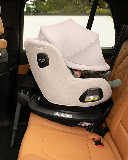 Nuna PRUU Aire Baby Car Seat-Convertible (Forward & Rear Facing)-360 Degrees Rotation-With Retractabe Sun Canopy-Moisture Absorbing Airy Mesh-5 Positions Recline In Both Mode-For 0 to 4Y (Upto 19 Kg)-Caviar