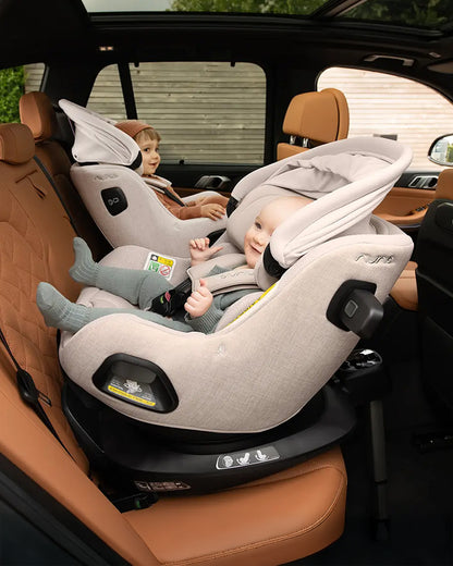 Nuna PRUU Aire Baby Car Seat-Convertible (Forward & Rear Facing)-360 Degrees Rotation-With Retractabe Sun Canopy-Moisture Absorbing Airy Mesh-5 Positions Recline In Both Mode-For 0 to 4Y (Upto 19 Kg)-Caviar