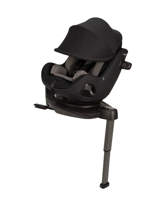 Nuna PRUU Aire Baby Car Seat-Convertible (Forward & Rear Facing)-360 Degrees Rotation-With Retractabe Sun Canopy-Moisture Absorbing Airy Mesh-5 Positions Recline In Both Mode-For 0 to 4Y (Upto 19 Kg)-Caviar