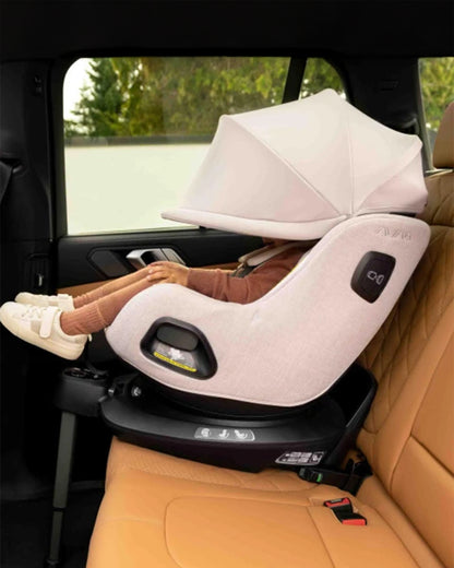 Nuna PRUU Aire Baby Car Seat-Convertible (Forward & Rear Facing)-360 Degrees Rotation-With Retractabe Sun Canopy-Moisture Absorbing Airy Mesh-5 Positions Recline In Both Mode-For 0 to 4Y (Upto 19 Kg)-Cedar