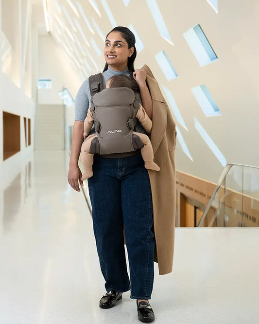 Nuna Cudl Deux Baby Carrier-4 Carrying Positions-Interchangeable Mesh & Cotton Panels For All Weather Comfort-Includes Storage Bag, 2 Bibs, Wristlest Pouch & Harness Covers-For 0 to 3Y (3.5 to 16 Kg)-Denim