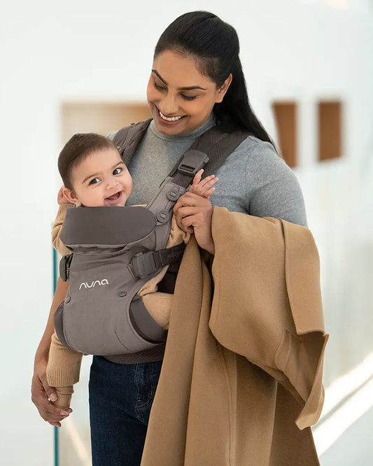 Nuna Cudl Deux Baby Carrier-4 Carrying Positions-Interchangeable Mesh & Cotton Panels For All Weather Comfort-Includes Storage Bag, 2 Bibs, Wristlest Pouch & Harness Covers-For 0 to 3Y (3.5 to 16 Kg)-Denim