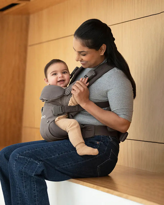 Nuna Cudl Deux Baby Carrier-4 Carrying Positions-Interchangeable Mesh & Cotton Panels For All Weather Comfort-Includes Storage Bag, 2 Bibs, Wristlest Pouch & Harness Covers-For 0 to 3Y (3.5 to 16 Kg)-Denim