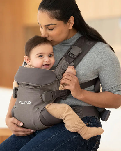 Nuna Cudl Deux Baby Carrier-4 Carrying Positions-Interchangeable Mesh & Cotton Panels For All Weather Comfort-Includes Storage Bag, 2 Bibs, Wristlest Pouch & Harness Covers-For 0 to 3Y (3.5 to 16 Kg)-Denim