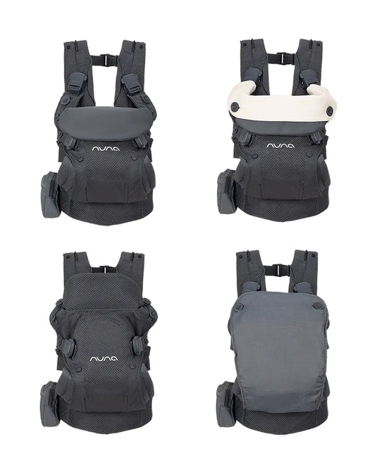 Nuna Cudl Deux Baby Carrier-4 Carrying Positions-Interchangeable Mesh & Cotton Panels For All Weather Comfort-Includes Storage Bag, 2 Bibs, Wristlest Pouch & Harness Covers-For 0 to 3Y (3.5 to 16 Kg)-Denim