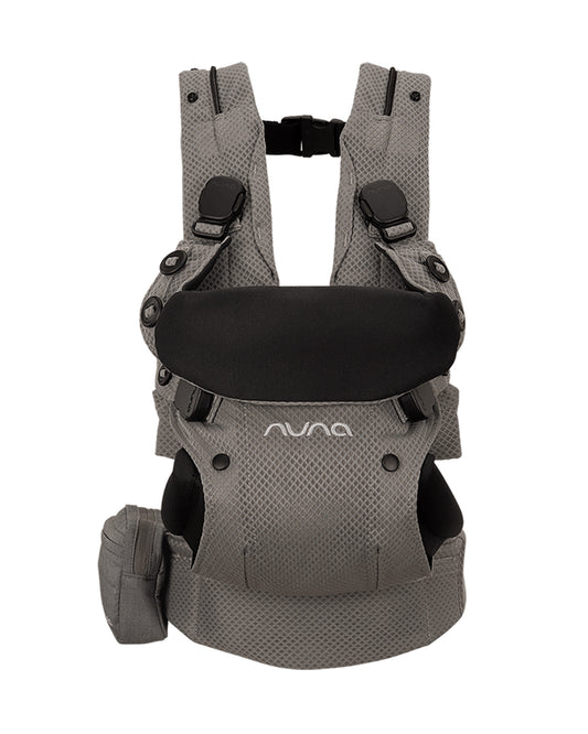 Nuna Cudl Deux Baby Carrier-4 Carrying Positions-Interchangeable Mesh & Cotton Panels For All Weather Comfort-Includes Storage Bag, 2 Bibs, Wristlest Pouch & Harness Covers-For 0 to 3Y (3.5 to 16 Kg)-Shadow