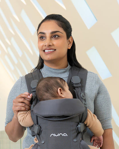 Nuna Cudl Deux Baby Carrier-4 Carrying Positions-Interchangeable Mesh & Cotton Panels For All Weather Comfort-Includes Storage Bag, 2 Bibs, Wristlest Pouch & Harness Covers-For 0 to 3Y (3.5 to 16 Kg)-Shadow