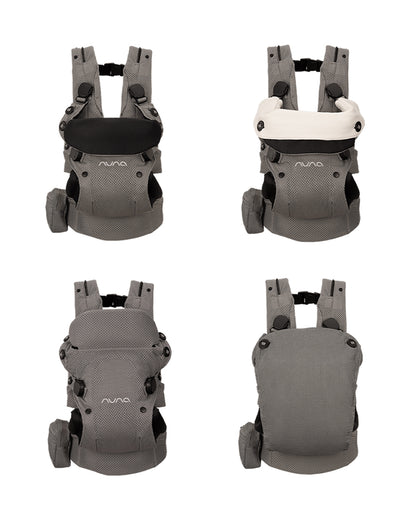 Nuna Cudl Deux Baby Carrier-4 Carrying Positions-Interchangeable Mesh & Cotton Panels For All Weather Comfort-Includes Storage Bag, 2 Bibs, Wristlest Pouch & Harness Covers-For 0 to 3Y (3.5 to 16 Kg)-Shadow
