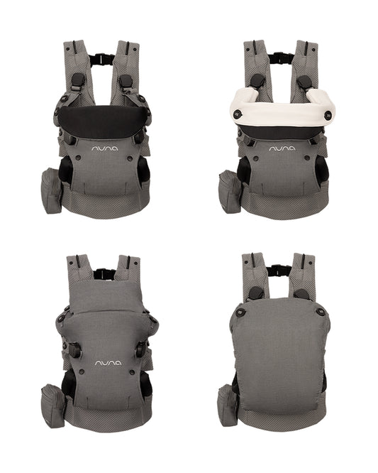 Nuna Cudl Deux Baby Carrier-4 Carrying Positions-Interchangeable Mesh & Cotton Panels For All Weather Comfort-Includes Storage Bag, 2 Bibs, Wristlest Pouch & Harness Covers-For 0 to 3Y (3.5 to 16 Kg)-Shadow