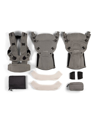 Nuna Cudl Deux Baby Carrier-4 Carrying Positions-Interchangeable Mesh & Cotton Panels For All Weather Comfort-Includes Storage Bag, 2 Bibs, Wristlest Pouch & Harness Covers-For 0 to 3Y (3.5 to 16 Kg)-Shadow