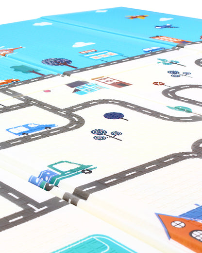 Sunta Two Sides Printed Folding Playmat-Train Track & Party Animal-10M+