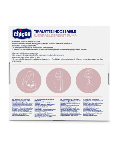 Chicco Double Wearable Electric Breast Pump-10 levels of Stimulation and Expression-Hands Free & Portable Design-Pink