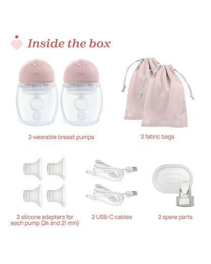 Chicco Double Wearable Electric Breast Pump-10 levels of Stimulation and Expression-Hands Free & Portable Design-Pink