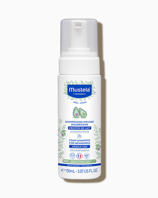 Mustela Foam Baby Shampoo-With Avocado-Helps Treat & Prevent Cradle Cap & Softens Scalp Flakes-Fragrance Free, Tear Free & Safe From Birth On