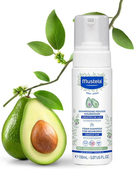 Mustela Foam Baby Shampoo-With Avocado-Helps Treat & Prevent Cradle Cap & Softens Scalp Flakes-Fragrance Free, Tear Free & Safe From Birth On