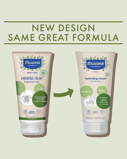 Mustela Hydrating Baby Cream-With Olive Oil & Aloe-Protects Skin, Reduces Redness & Irritation-Non-Staining, Fragrance & Dyes Free