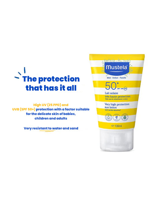 Mustela High Protection SPF 50+ Baby Sunscreen-With Avocado-Stays Effective in Water