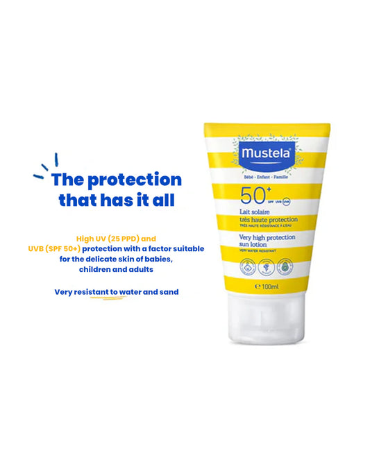 Mustela High Protection SPF 50+ Baby Sunscreen-With Avocado-Stays Effective in Water