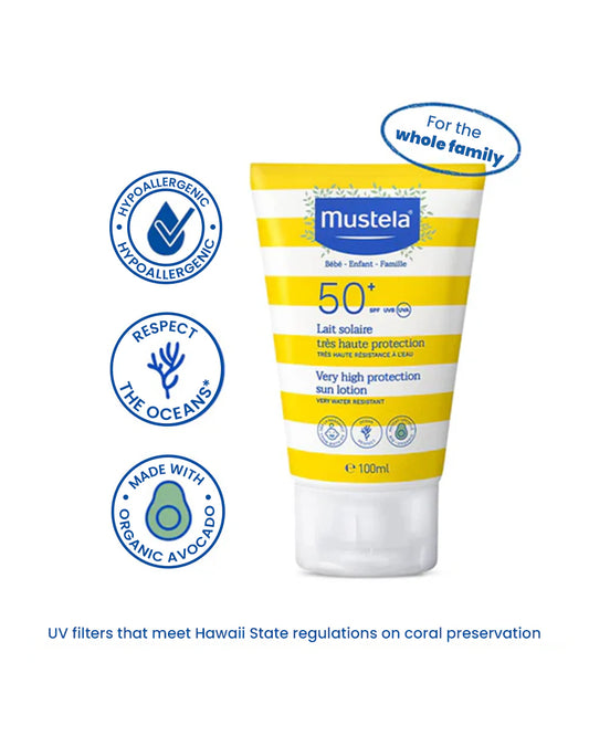 Mustela High Protection SPF 50+ Baby Sunscreen-With Avocado-Stays Effective in Water