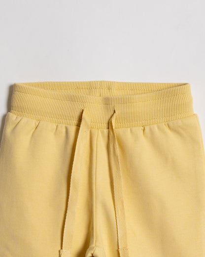 Twingle 100% Organic Cotton Sweatshirt & Joggers Set-Adjustable Waistband-Tag-Free Design-Yellow-Solid-For Infants