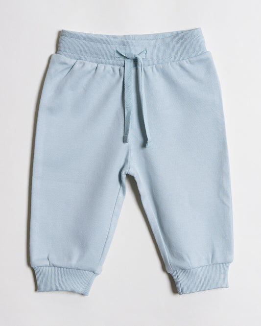 Twingle 100% Organic Cotton Sweatshirt & Joggers Set-Adjustable Waistband-Tag-Free Design-Light Blue-Solid-For Infants