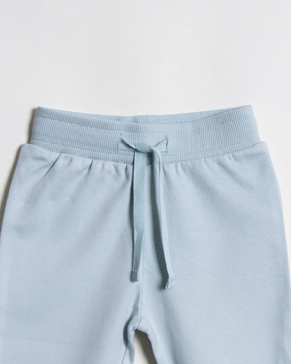 Twingle 100% Organic Cotton Sweatshirt & Joggers Set-Adjustable Waistband-Tag-Free Design-Light Blue-Solid-For Infants