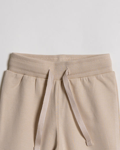 Twingle 100% Organic Cotton Sweatshirt & Joggers Set-Adjustable Waistband-Tag-Free Design-Beige-Solid-For Infants